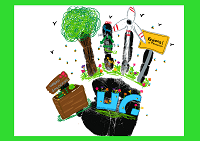 Aktion Handabdruck Handabdruck mit Baum und Windrad