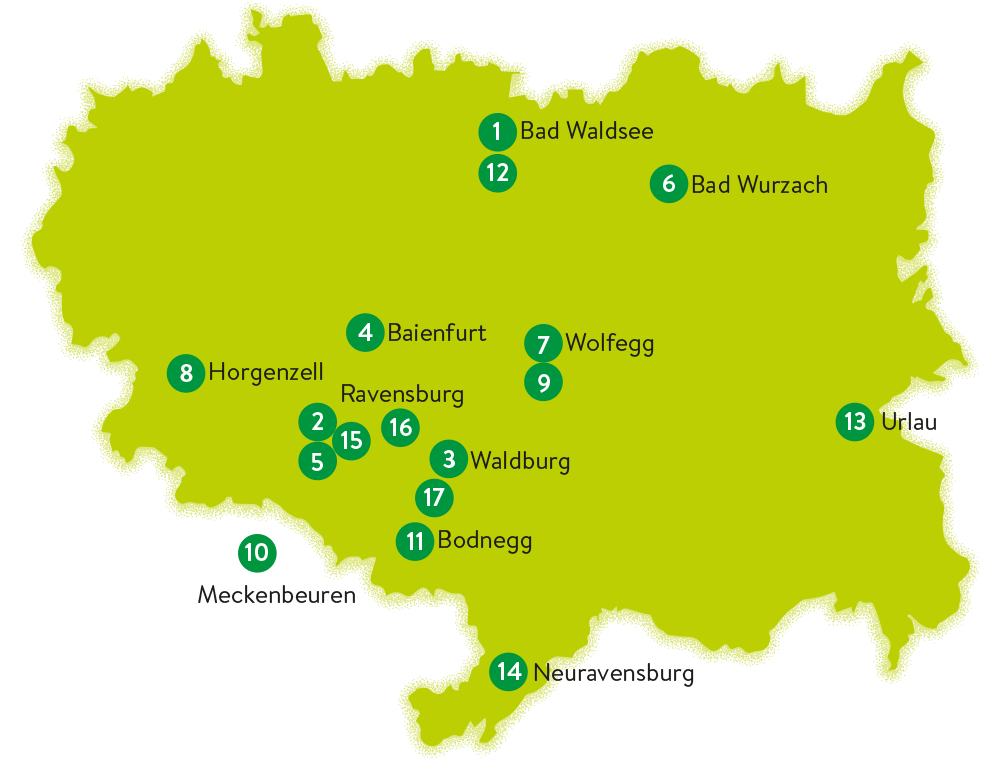 Karte der Verkaufsstellen des Bio-Gschenkles Karte der Verkaufsstellen des Bio-Gschenkles