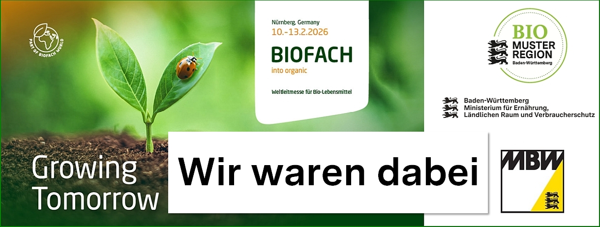 Logos der Biofach, der Bio-Musterregionen und der MBW.